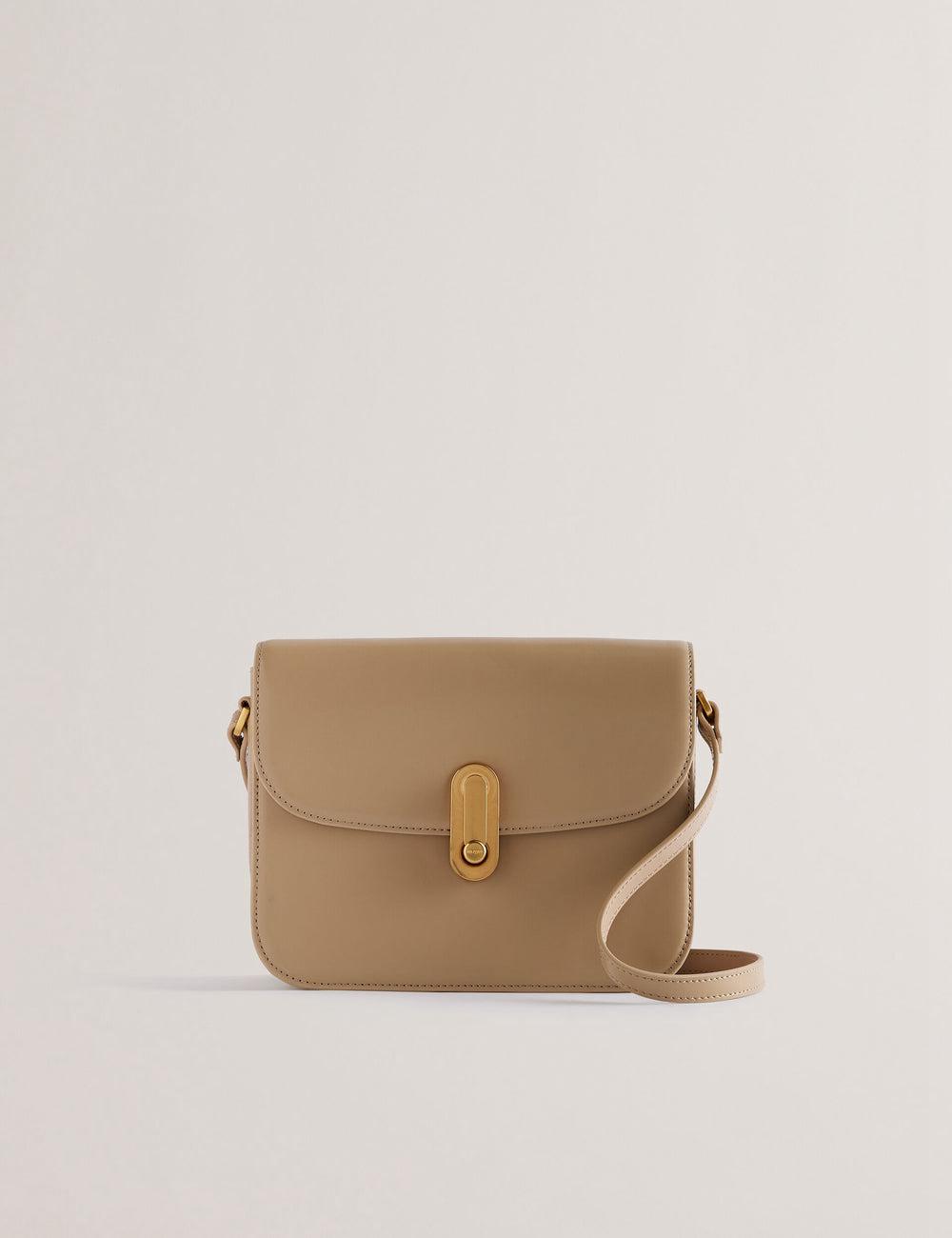Taupe Women Ted Baker KKAYLI - Polished Leather Crossbody Satchel Satchel Bags | NZ  HSFQ-08672