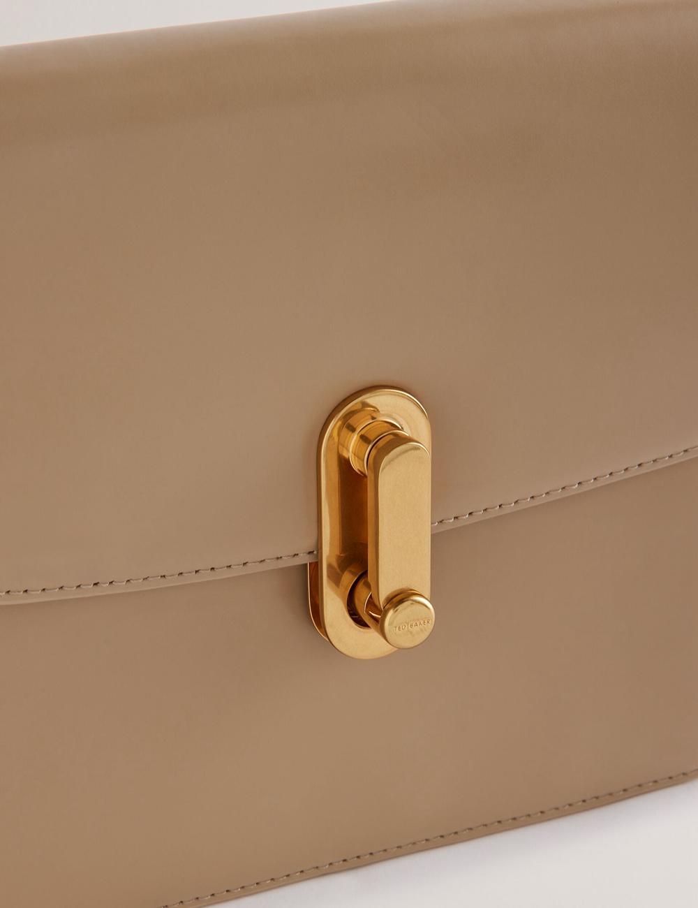 Taupe Women Ted Baker KKAYLI - Polished Leather Crossbody Satchel Satchel Bags | NZ  HSFQ-08672