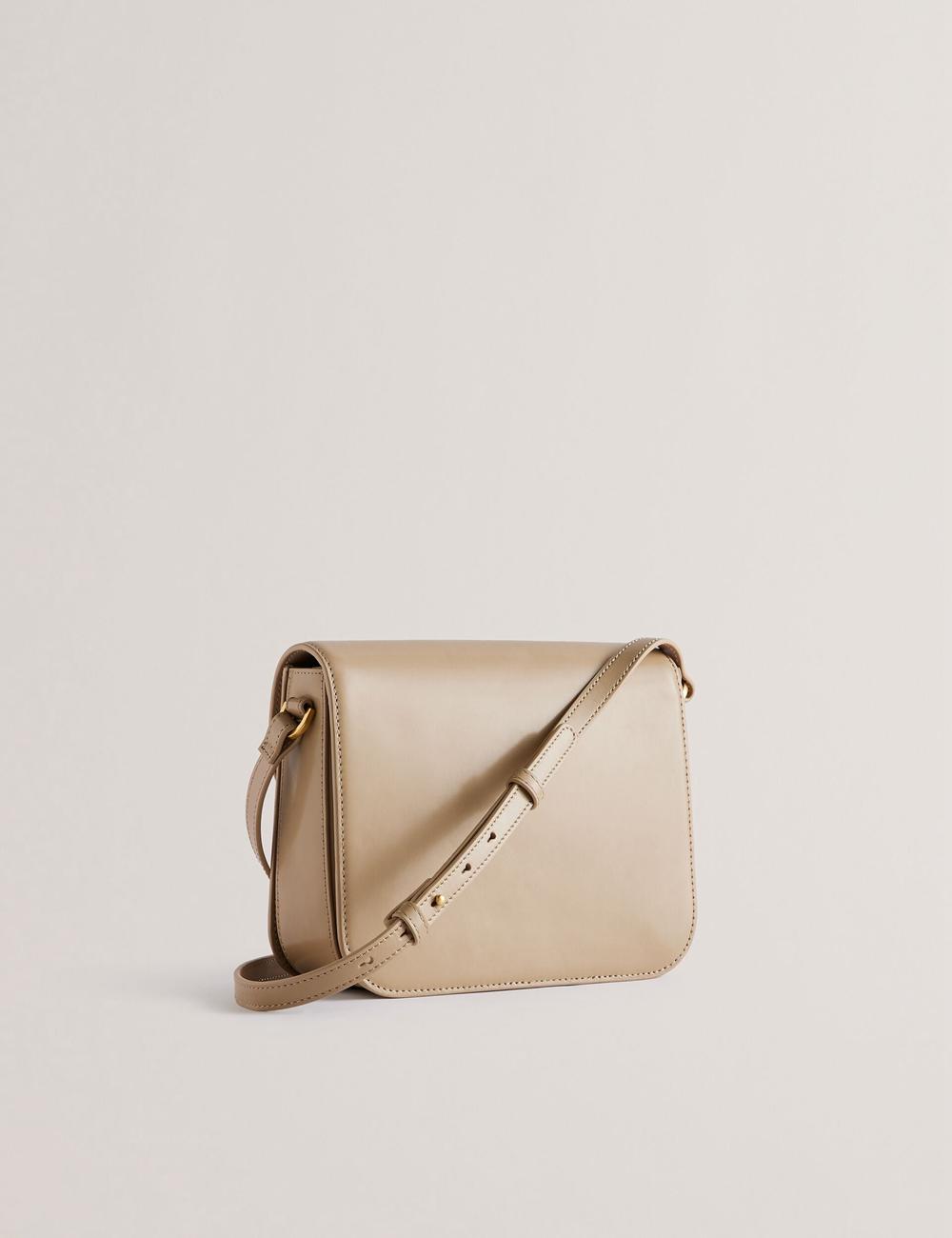 Taupe Women Ted Baker KKAYLI - Polished Leather Crossbody Satchel Satchel Bags | NZ  HSFQ-08672