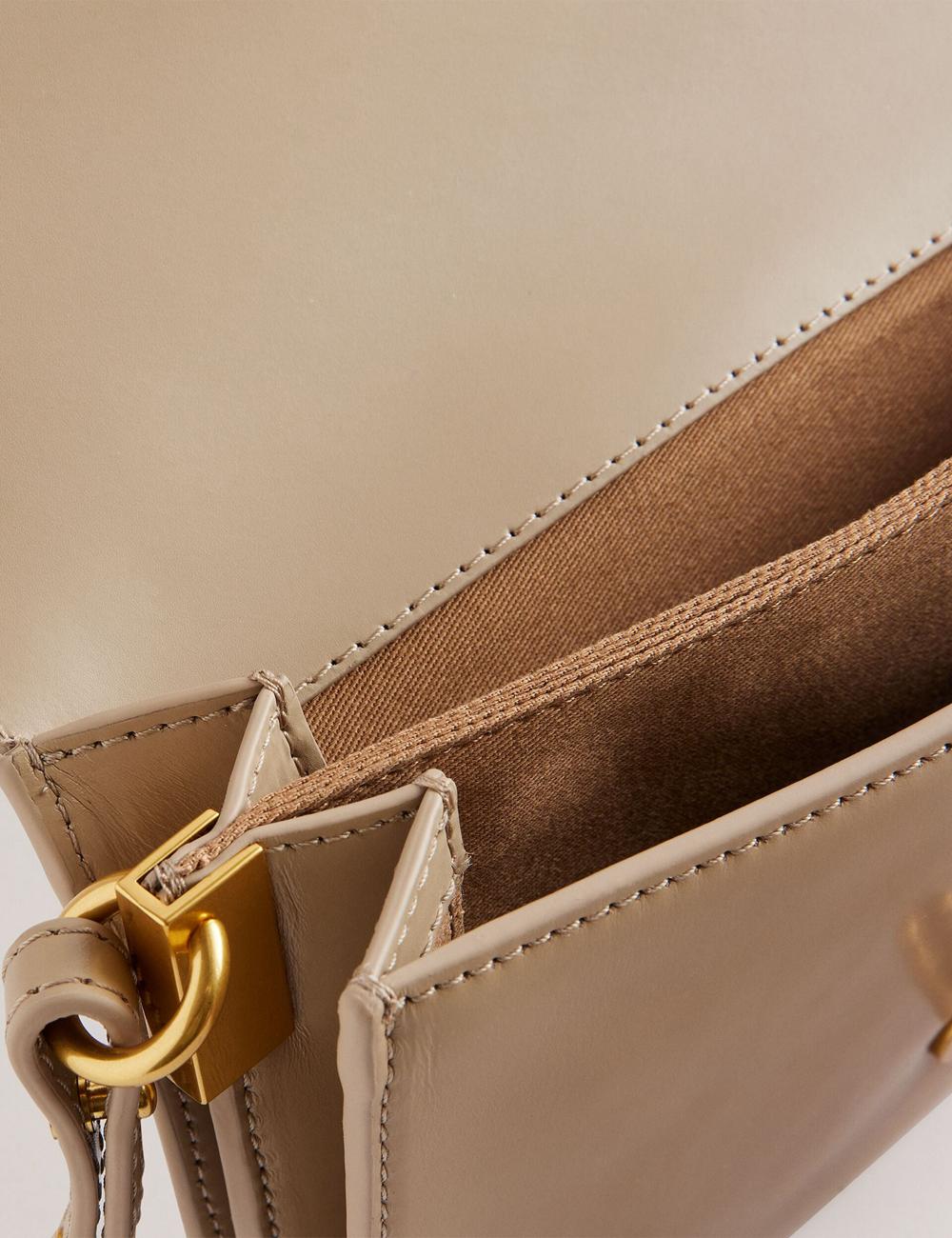 Taupe Women Ted Baker KKAYSA - Leather Twist Lock Small Crossbody Bags | NZ  VYRT-21405