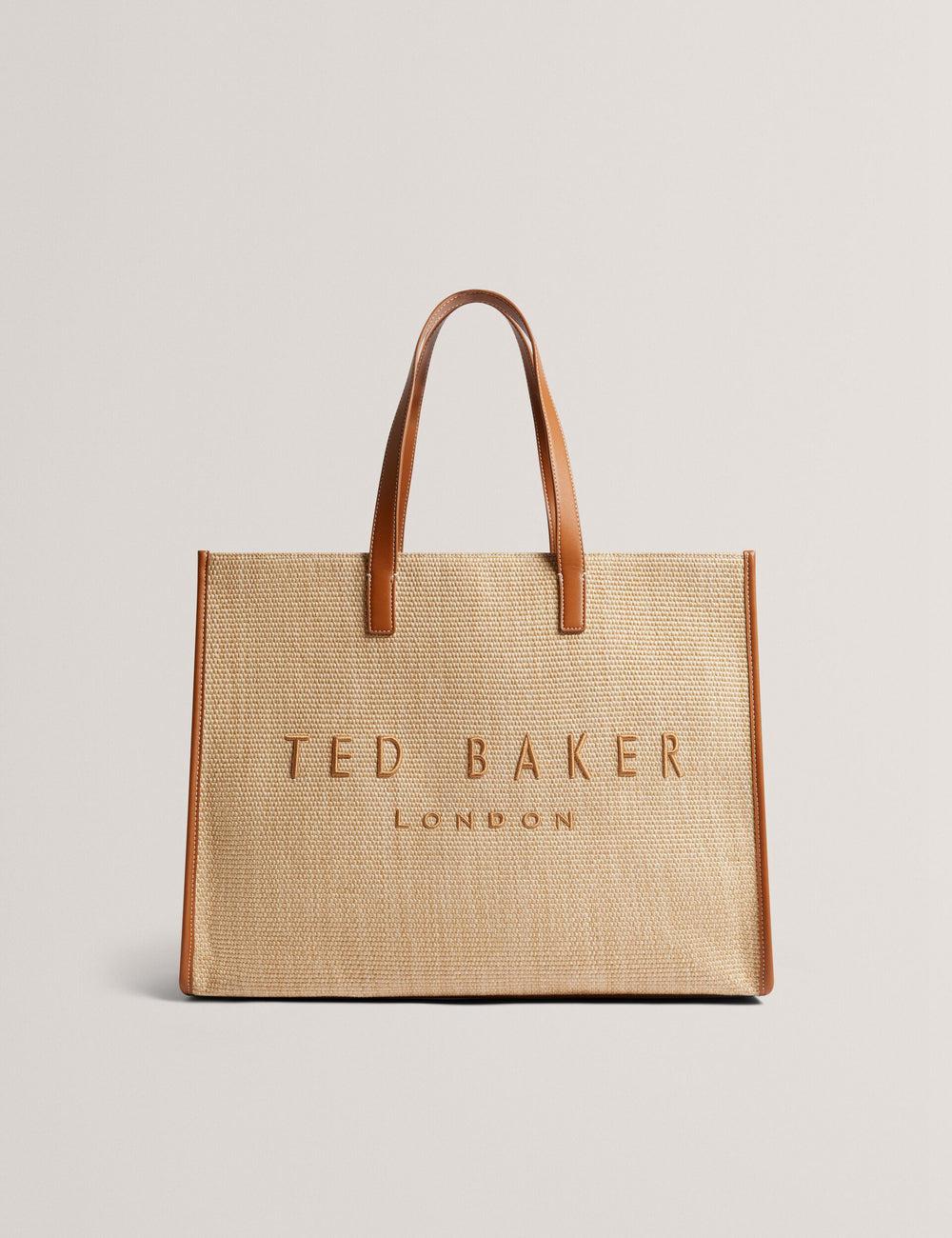 Taupe Women Ted Baker PALLMER - Faux Raffia PU Trim Large Tote Bags | NZ  UADI-39248