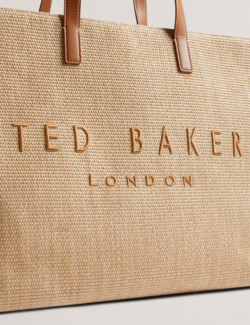 Taupe Women Ted Baker PALLMER - Faux Raffia PU Trim Large Tote Bags | NZ  UADI-39248