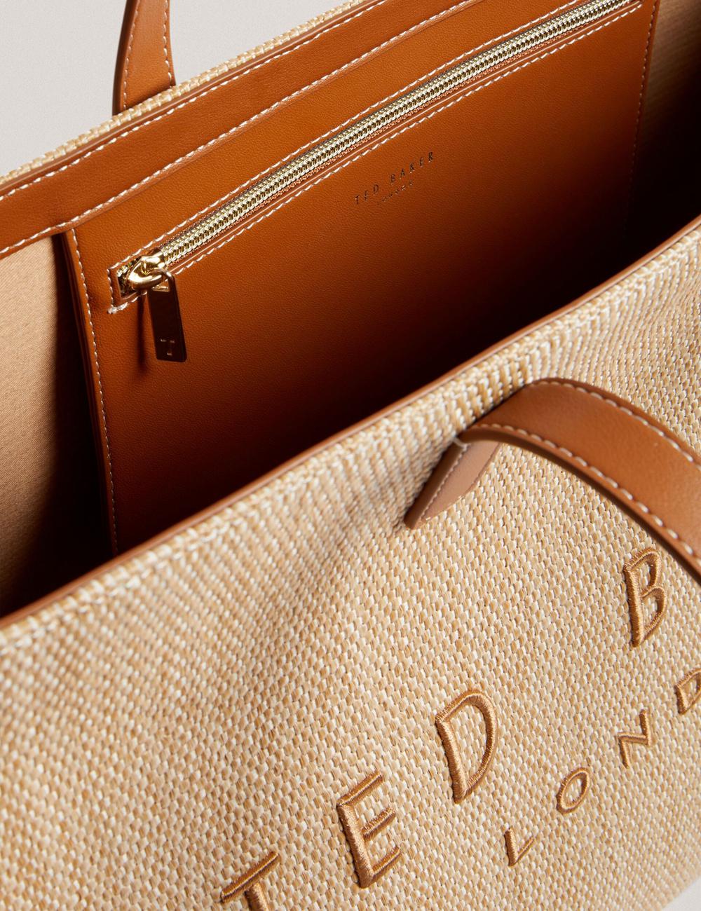 Taupe Women Ted Baker PALLMER - Faux Raffia PU Trim Large Tote Bags | NZ  UADI-39248