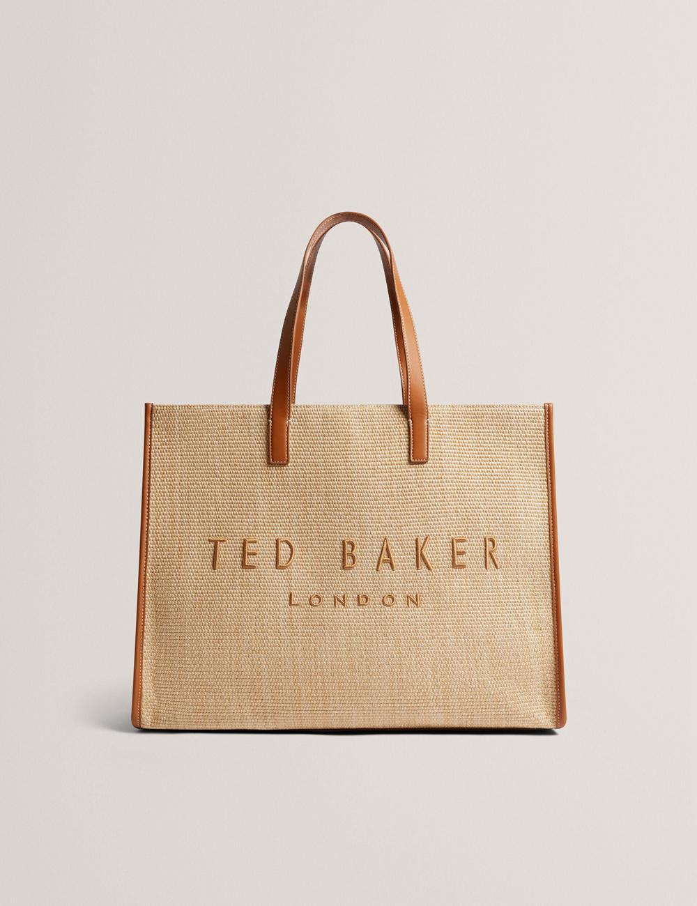 Taupe Women Ted Baker PALLMER - Faux Raffia PU Trim Large Tote Bags | NZ  UADI-39248