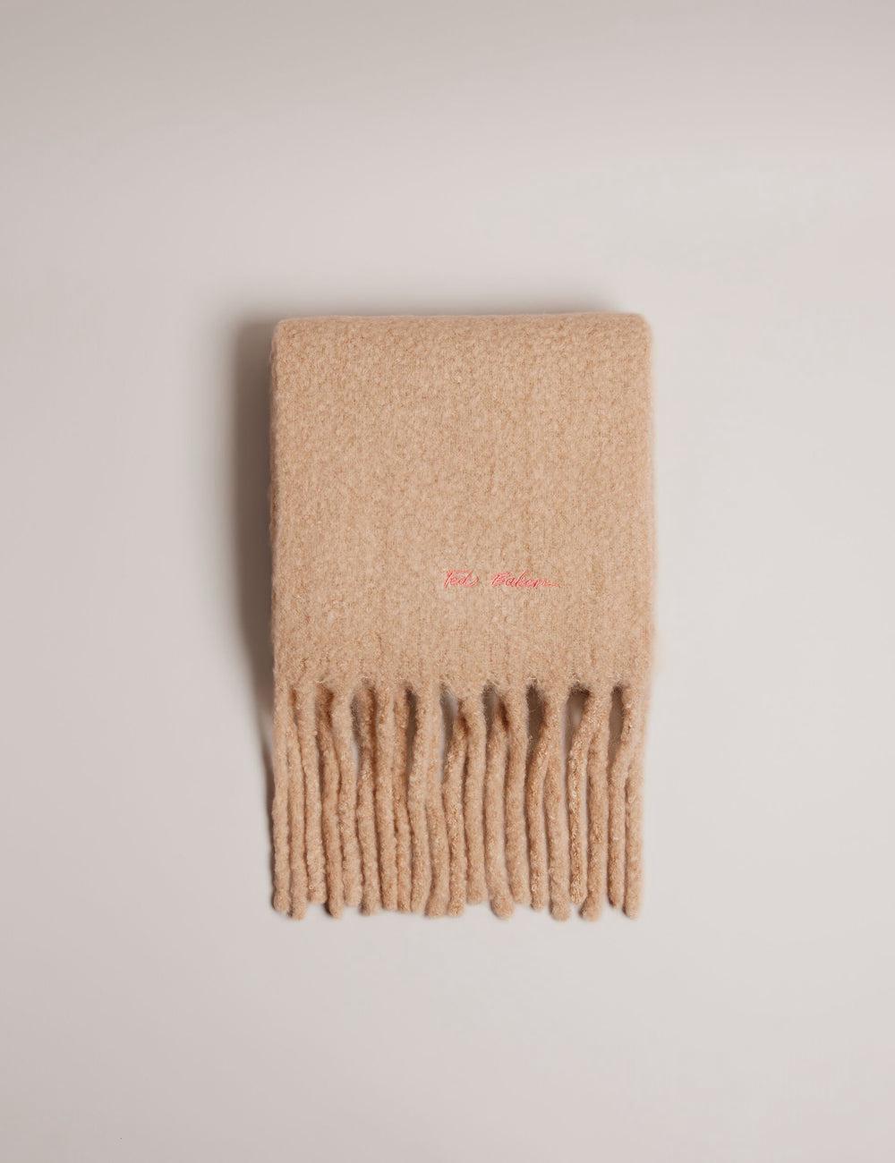 Taupe Women Ted Baker SHELMAS - Fluffy Wool Blend Blanket Knitted Scarves | NZ  ZTGW-73415