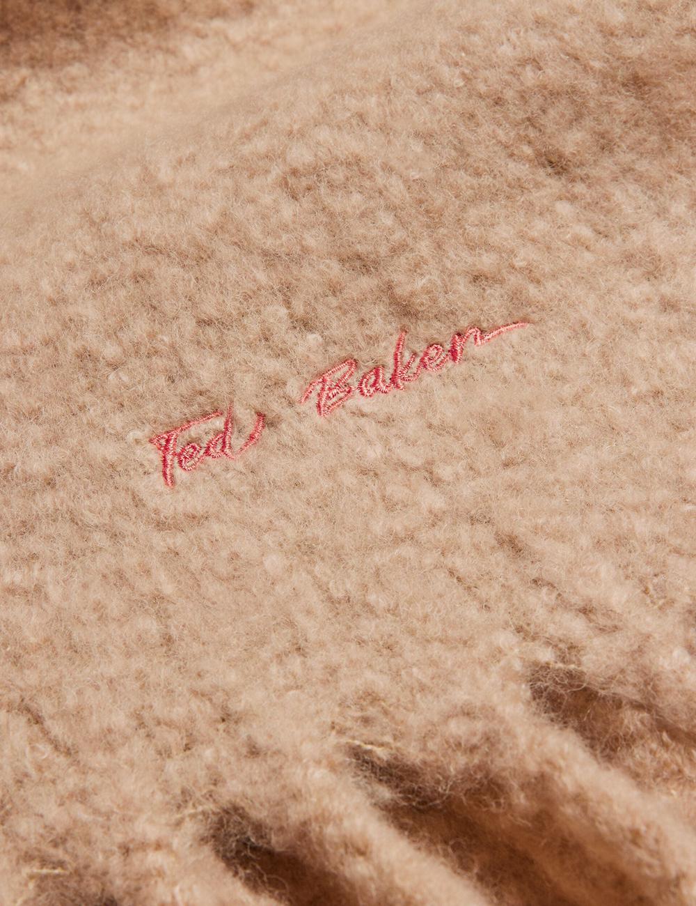 Taupe Women Ted Baker SHELMAS - Fluffy Wool Blend Blanket Knitted Scarves | NZ  ZTGW-73415