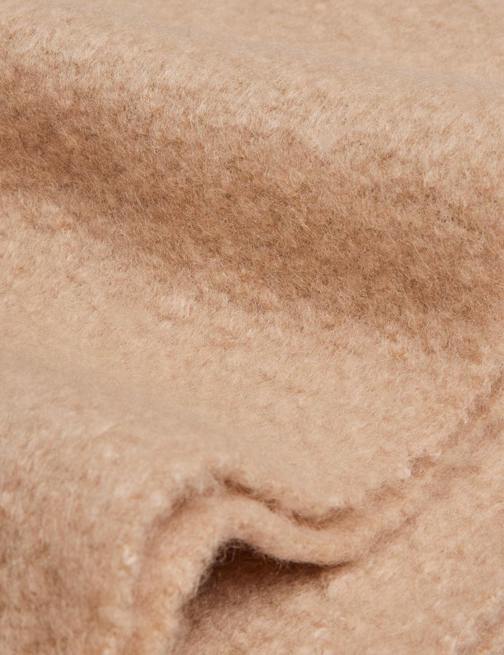 Taupe Women Ted Baker SHELMAS - Fluffy Wool Blend Blanket Knitted Scarves | NZ  ZTGW-73415
