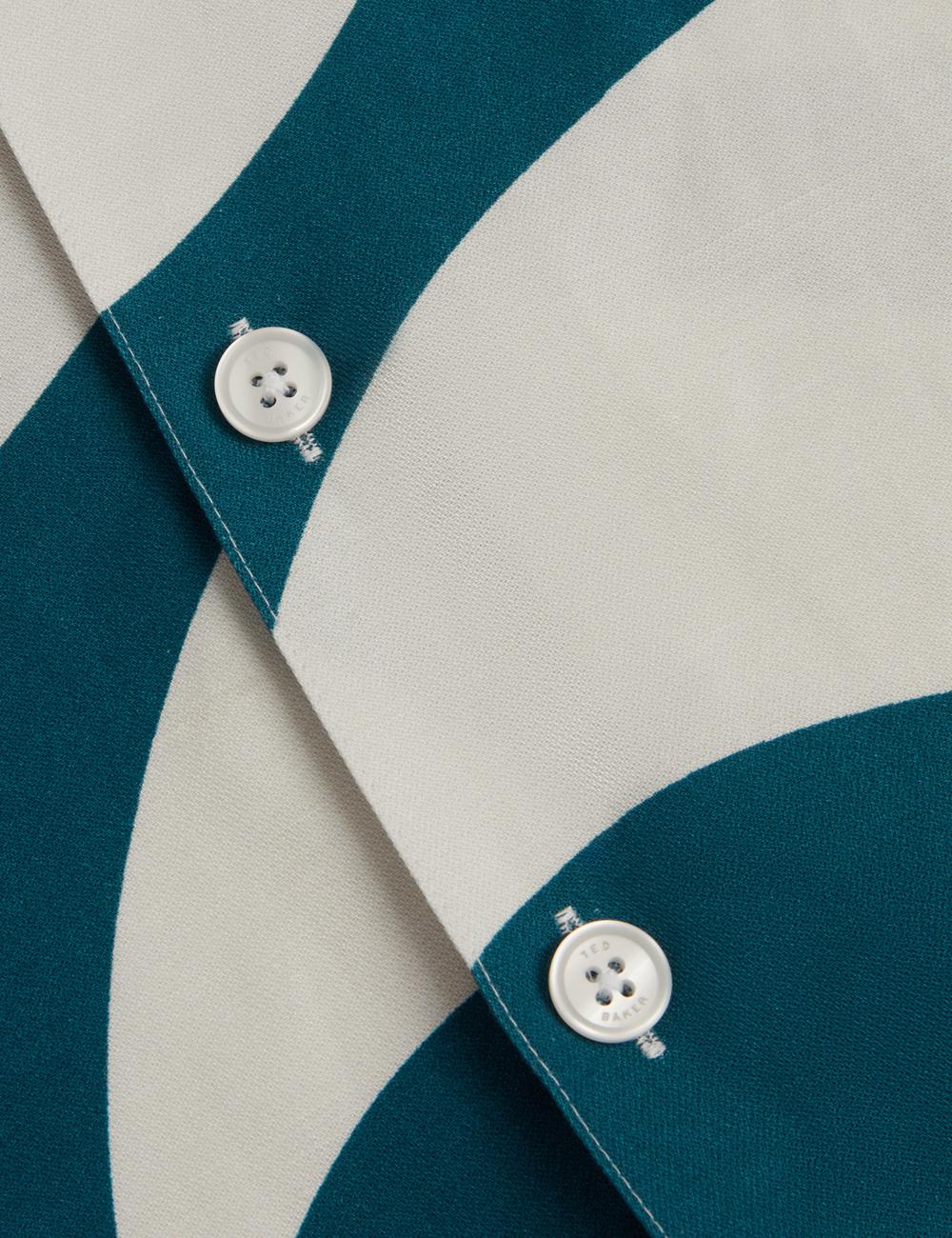 Turquoise Men Ted Baker ROLDAN - Short Sleeve Oversized Swirl Print Casual Shirts | NZ  PDIF-67103