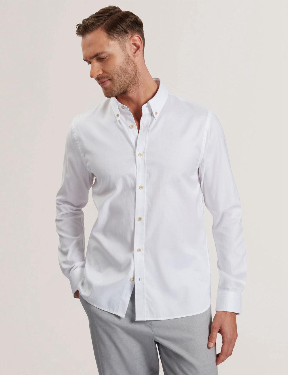 White Men Ted Baker ALLARDO - Regular Fit Cotton Oxford Casual Shirts | NZ  BDEH-50138