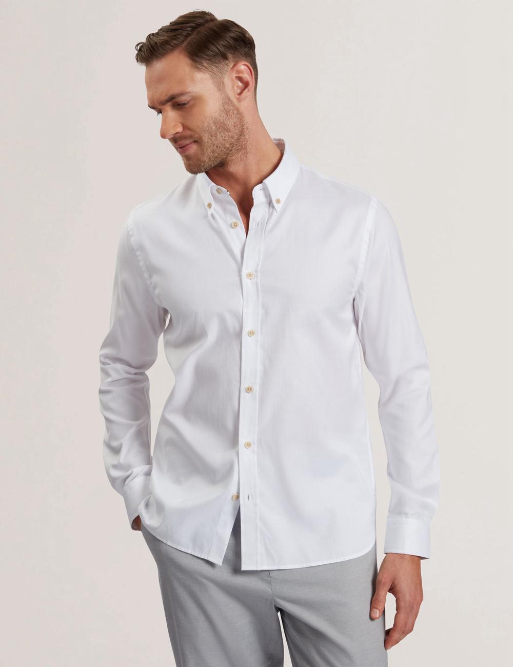 White Men Ted Baker ALLARDO - Regular Fit Cotton Oxford Casual Shirts | NZ  BDEH-50138