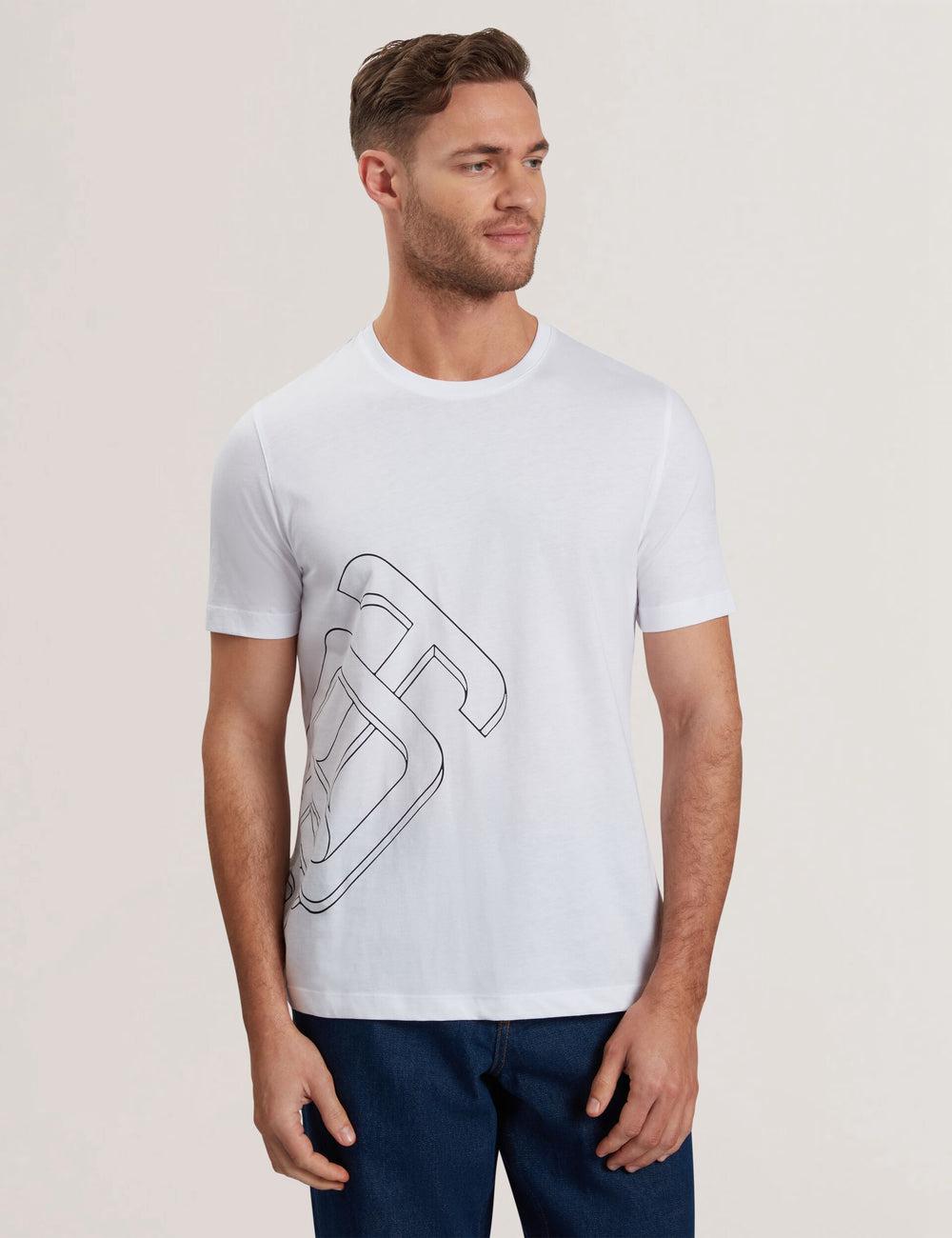 White Men Ted Baker CRAIGEY - Logo Graphic Crew Neck Cotton T-Shirts | NZ  BTKV-26419