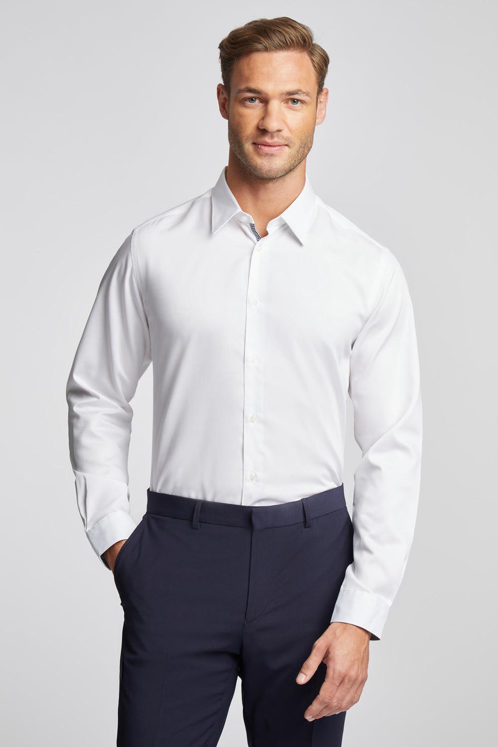 White Men Ted Baker HOLMES - Slim Fit Plain Cotton Formal Shirts | NZ  XRMW-41658
