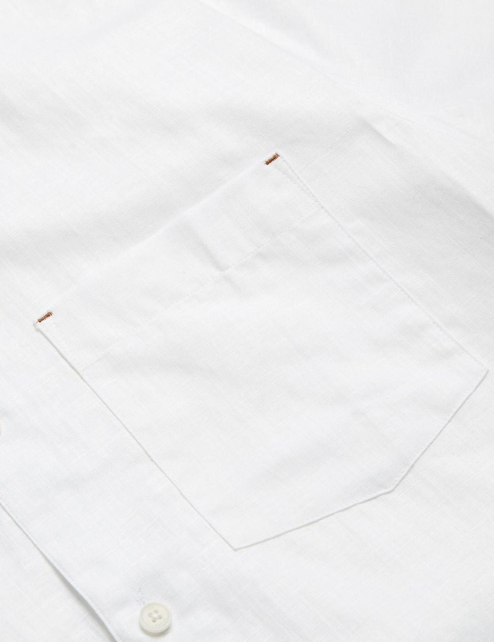 White Men Ted Baker PALOMAS - Short Sleeve Textured Linen Cotton Casual Shirts | NZ  UWND-56390