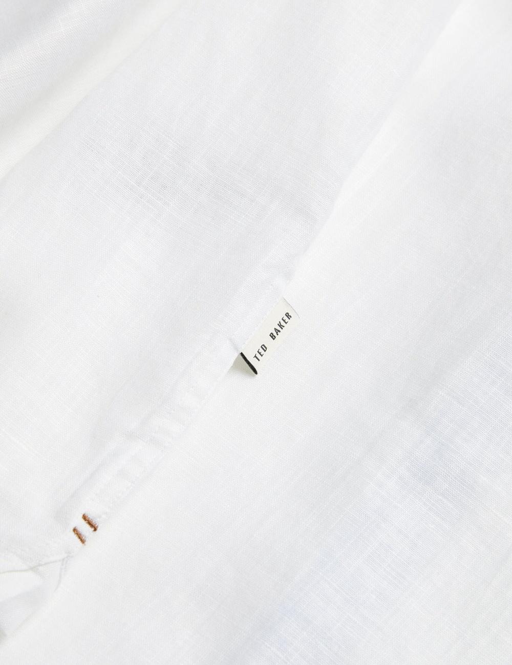 White Men Ted Baker PALOMAS - Short Sleeve Textured Linen Cotton Casual Shirts | NZ  UWND-56390