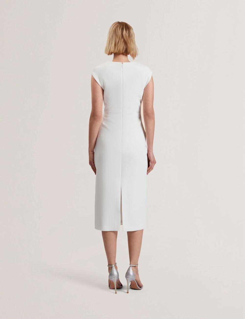 White Women Ted Baker BAYREE - Folded Neckline Pencil Midi Dresses | NZ  ISYE-36457