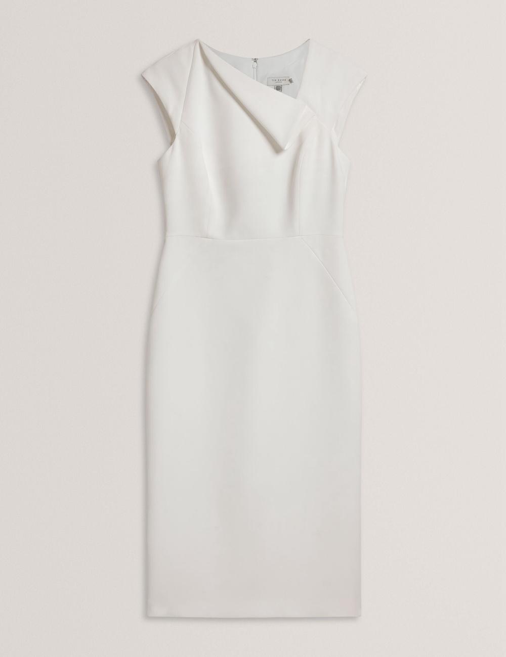 White Women Ted Baker BAYREE - Folded Neckline Pencil Midi Dresses | NZ  ISYE-36457
