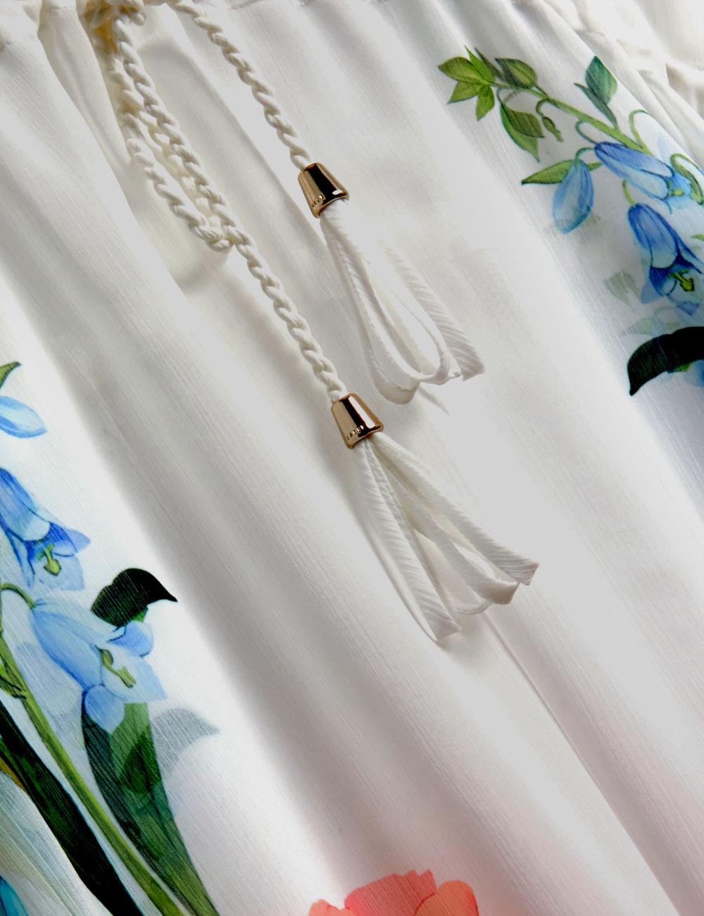 White Women Ted Baker LUUSAA - Floral V-Neck Maxi Kaftan Beach Dress Cover Ups | NZ  AKWQ-02189