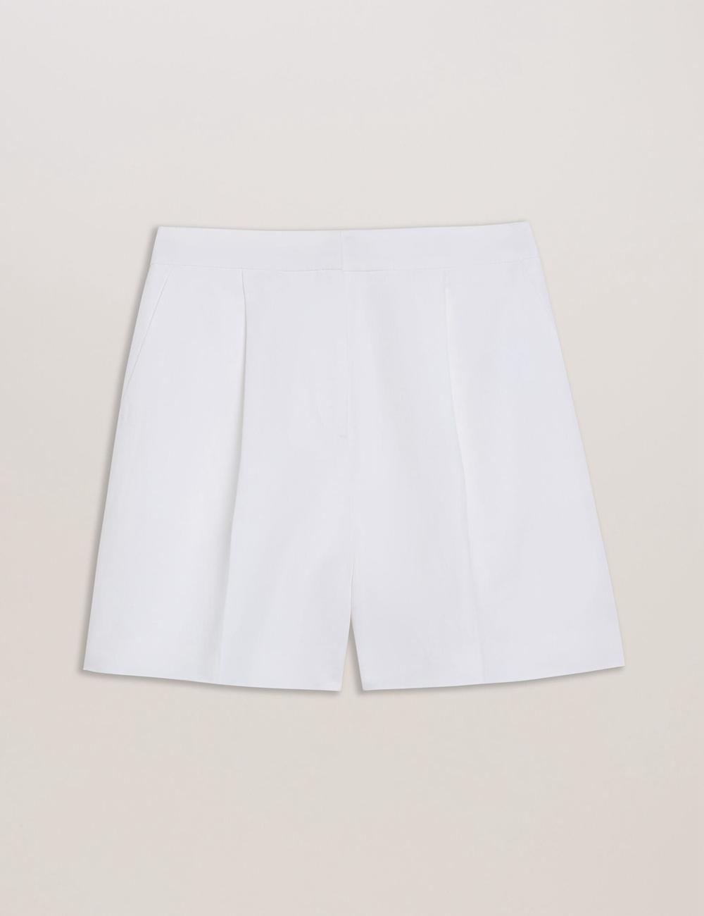 White Women Ted Baker MUSUBSH - High Waisted Pleated Tailored Shorts | NZ  QEAO-37984