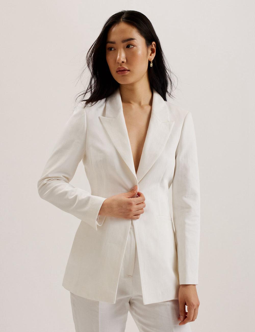 White Women Ted Baker MUSUB - Tailored with Faux Pockets Blazers | NZ  GRNE-86190