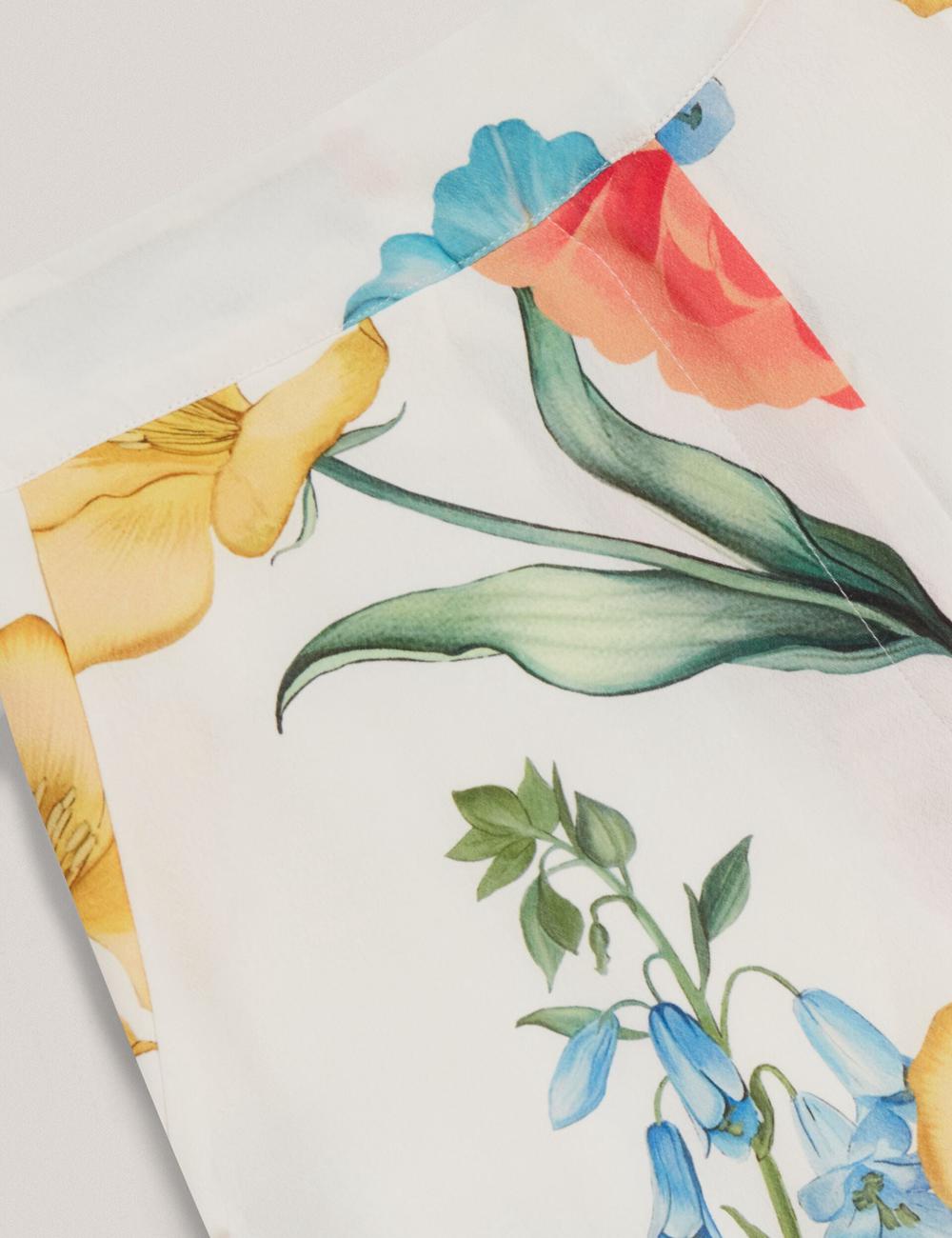White Women Ted Baker NYMPHAT - Floral Print High Waisted Wide Leg Trousers | NZ  JCMG-43061