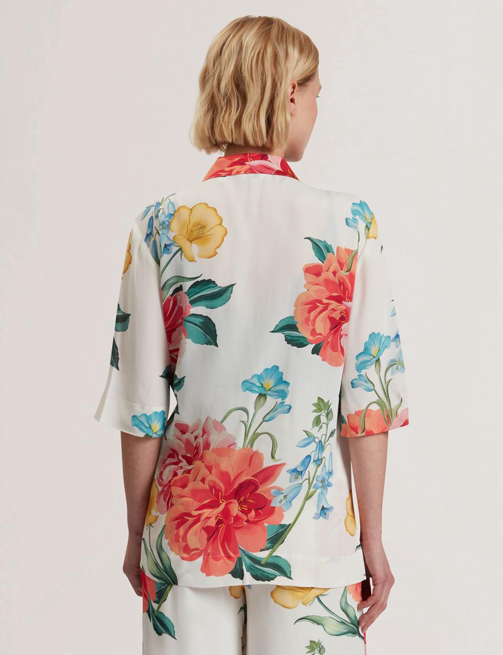 White Women Ted Baker NYMPHA - Floral Short Sleeve Oversized Blazers | NZ  IOEU-15406
