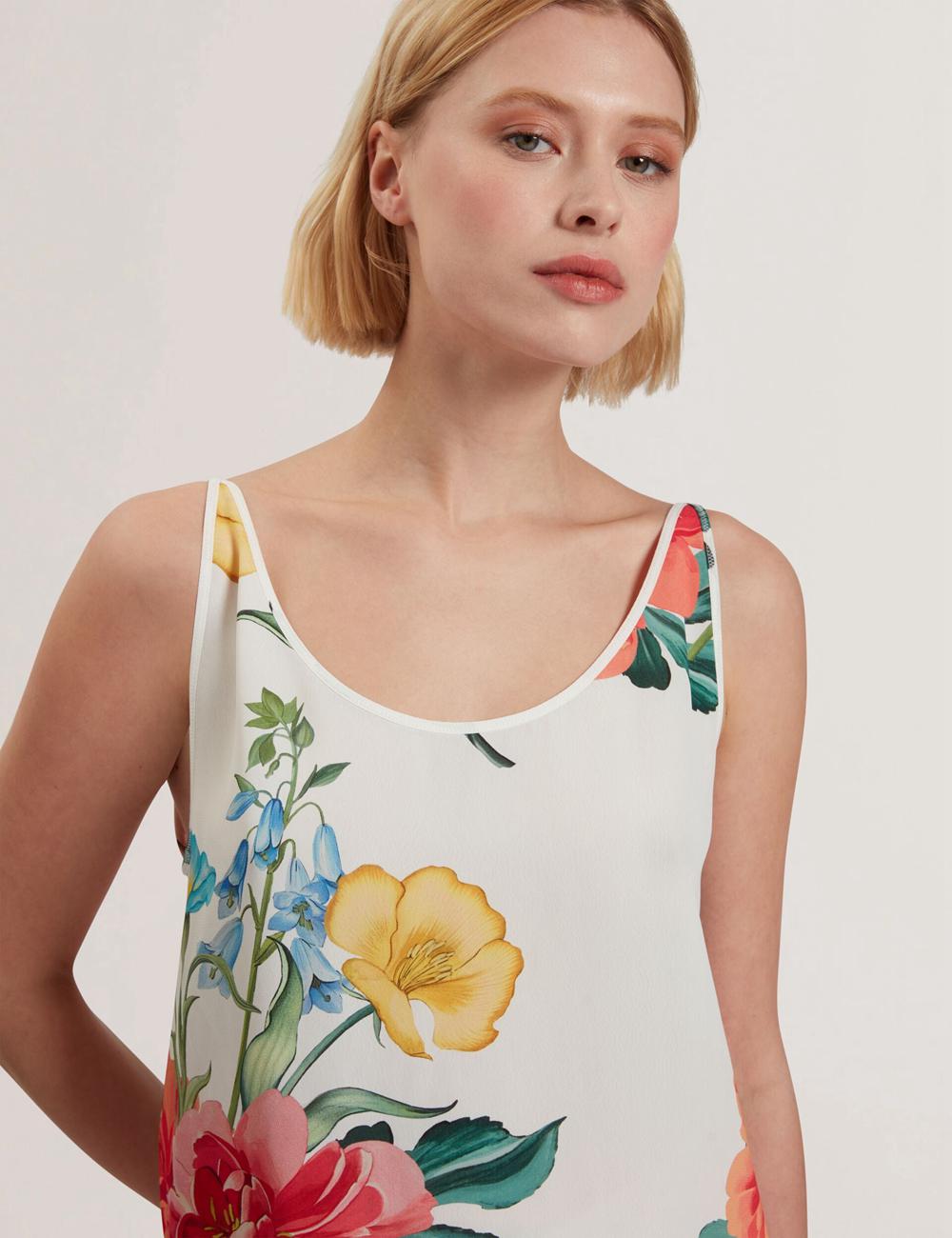 White Women Ted Baker PURRLA - Floral Print Scoop Neck Sleeveless Tops | NZ  MAXK-03765