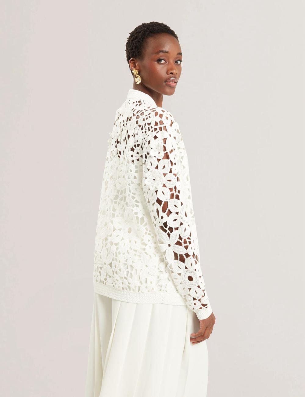 White Women Ted Baker TARLI - Crochet Open Knit Longline Cardigans | NZ  SJXR-62975