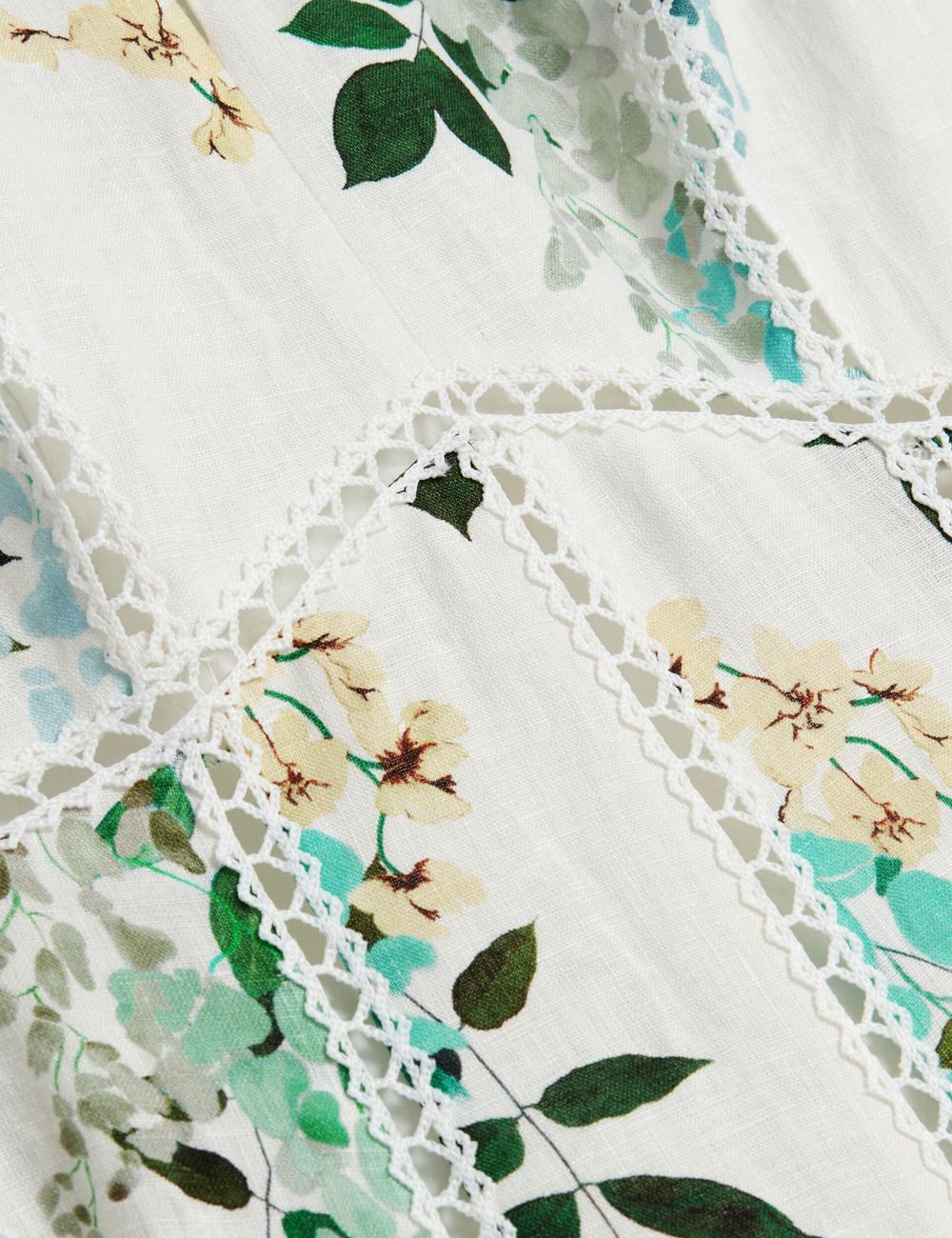 White Women Ted Baker UTALA - Floral Crochet Trim Linen Midi Dresses | NZ  ORFE-75384