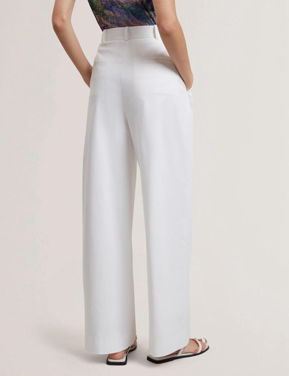 White Women Ted Baker ZOZIA - Pleated High Waist Wide Leg Trousers | NZ  FGNJ-40576